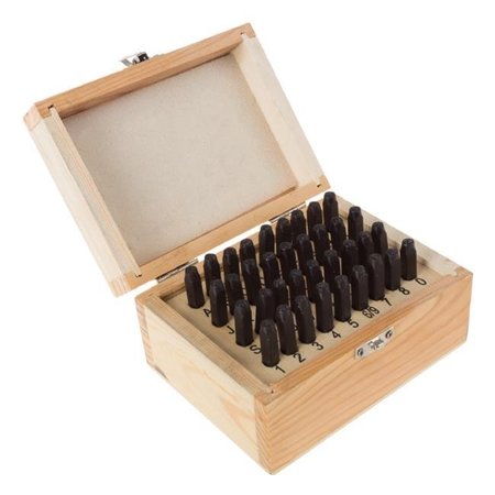 Stalwart Stalwart 75-ST6040 0.15 x 4 mm Letter & Number Steel Stamping Punch Die with Plastic Storage Case; Black - 36 Piece 75-ST6040